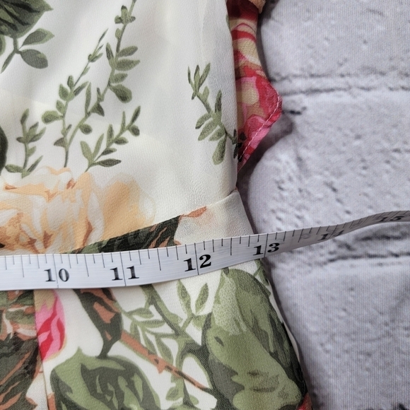Divine Heritage Twist Back Midi Dress In Ivory Peach Pink Floral Print Size S - Picture 12 of 14